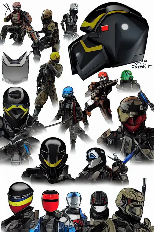 Image similar to ranger power colored mecha ninja mask helmet metal gear solid training suit swat commando snyder zack and swanland raymond and pennington bruce