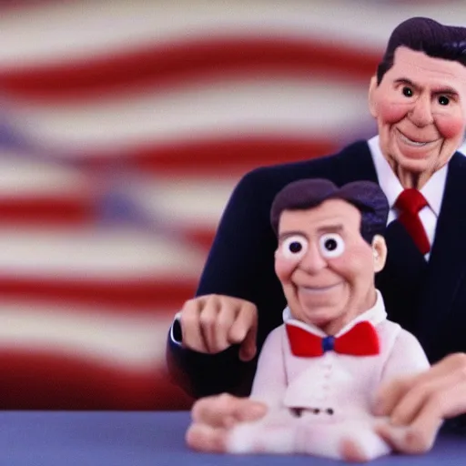 Prompt: claymation inauguration of ronald reagan