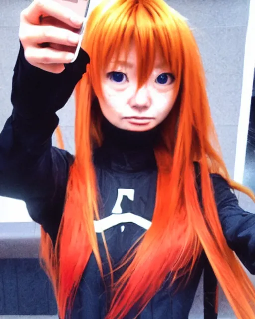 Image similar to asuka langley soryu takes a selfie in real life