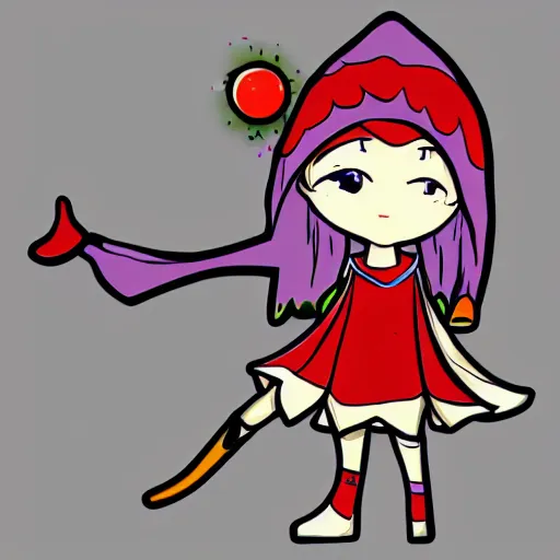 Prompt: girl elf mage, chibi, graffiti style