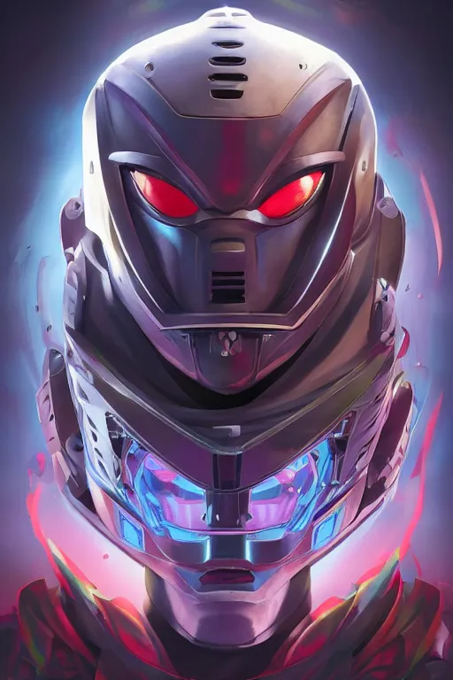 Image similar to epic mask helmet robot ninja portrait stylized as fornite style game design fanart by concept artist gervasio canda, behance hd by jesper ejsing, by rhads, makoto shinkai and lois van baarle, ilya kuvshinov, rossdraws global illumination radiating a glowing aura global illumination ray tracing hdr render in unreal engine 5