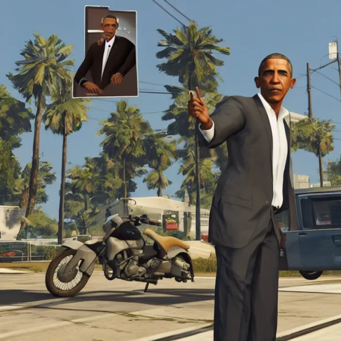 Image similar to Barack Obama in GTA V, gameplay screenshot