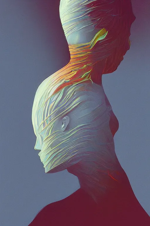 Image similar to woman wearing Oculus and digital glitch head Edward Hopper and James Gilleard, Zdzislaw Beksisnski, higly detailed