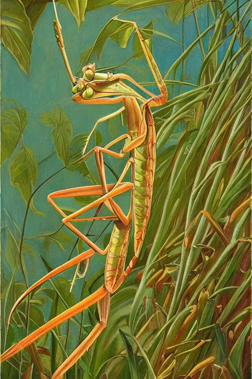 Image similar to praying mantis, by marianne north