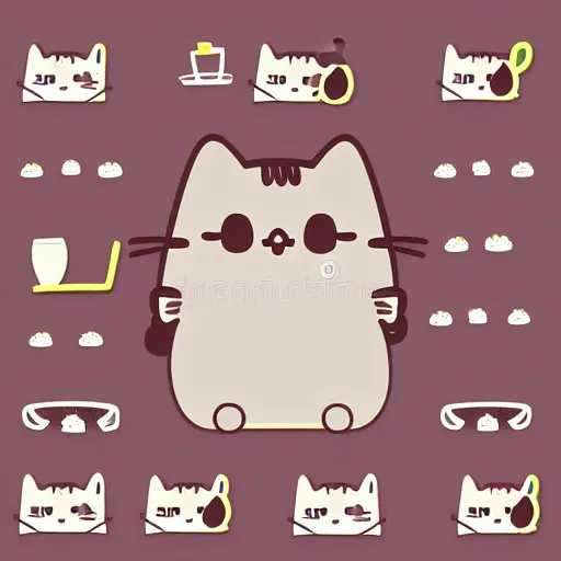 Prompt: Pusheen cat holding an Argentine mate cup, vector illustration, sticker