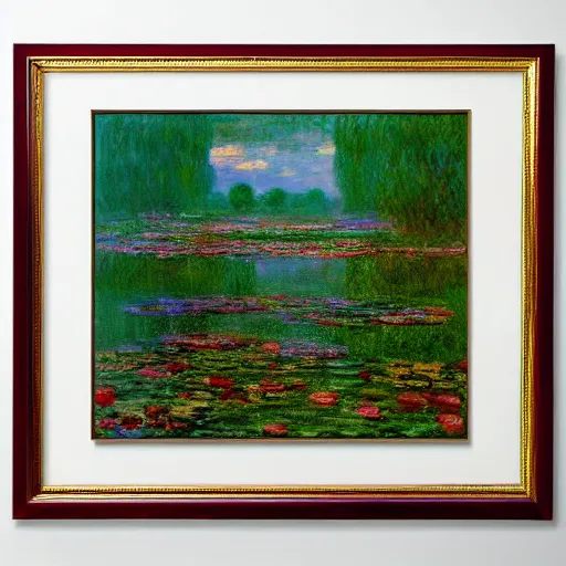 Image similar to a framed painting of a monet hellish landscape