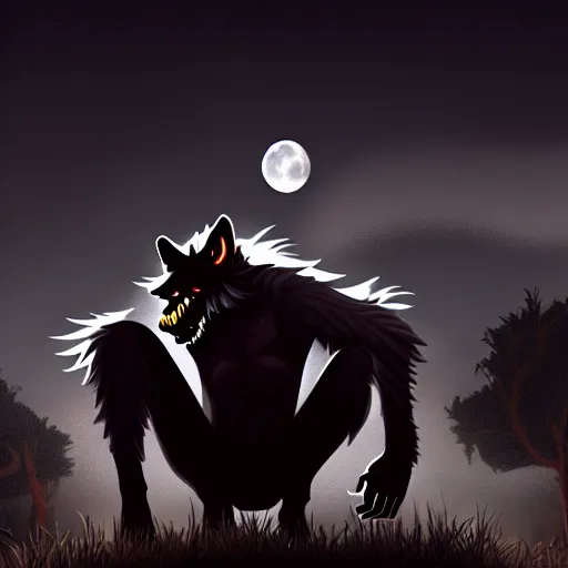 Image similar to sad werewolf man under a full moon, ultra detailed, fantasy, 4k