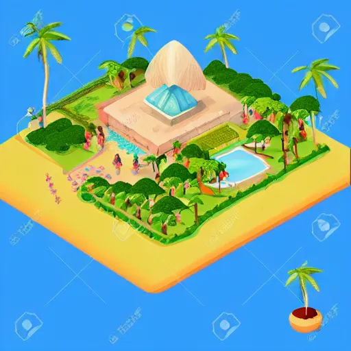 Prompt: beautiful isometric tropical island