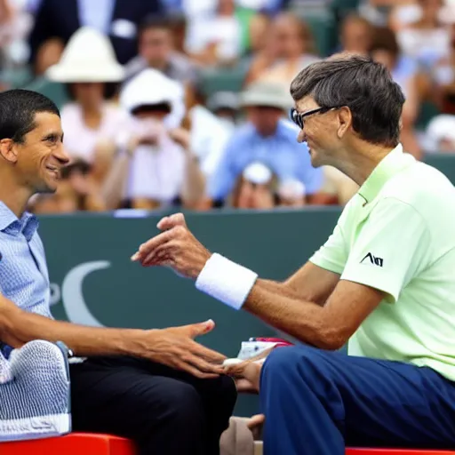 Image similar to bill gates vaccinating Novak Djokovitch at US open