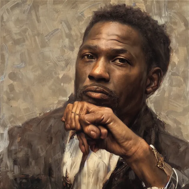 Prompt: a painting of a man asking question by tim okamura, featured on artstation, classical realism, hyper realism, chiaroscuro, fine art, cgsociety