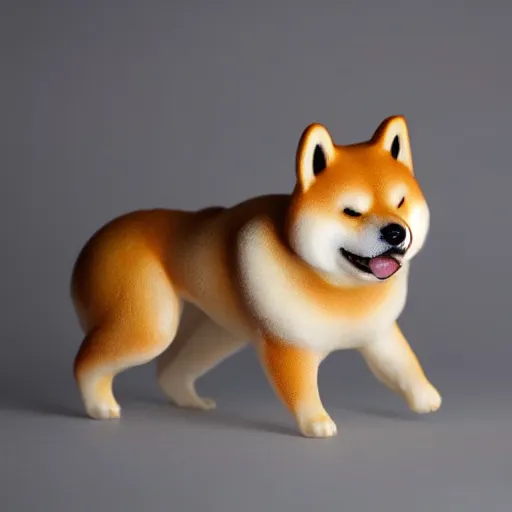 Image similar to a delicious steamed bun in the shape of a shiba inu. studio lighting, high resolution, high quality, dark background