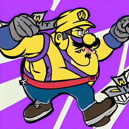 Prompt: Wario in style of bats over barstow