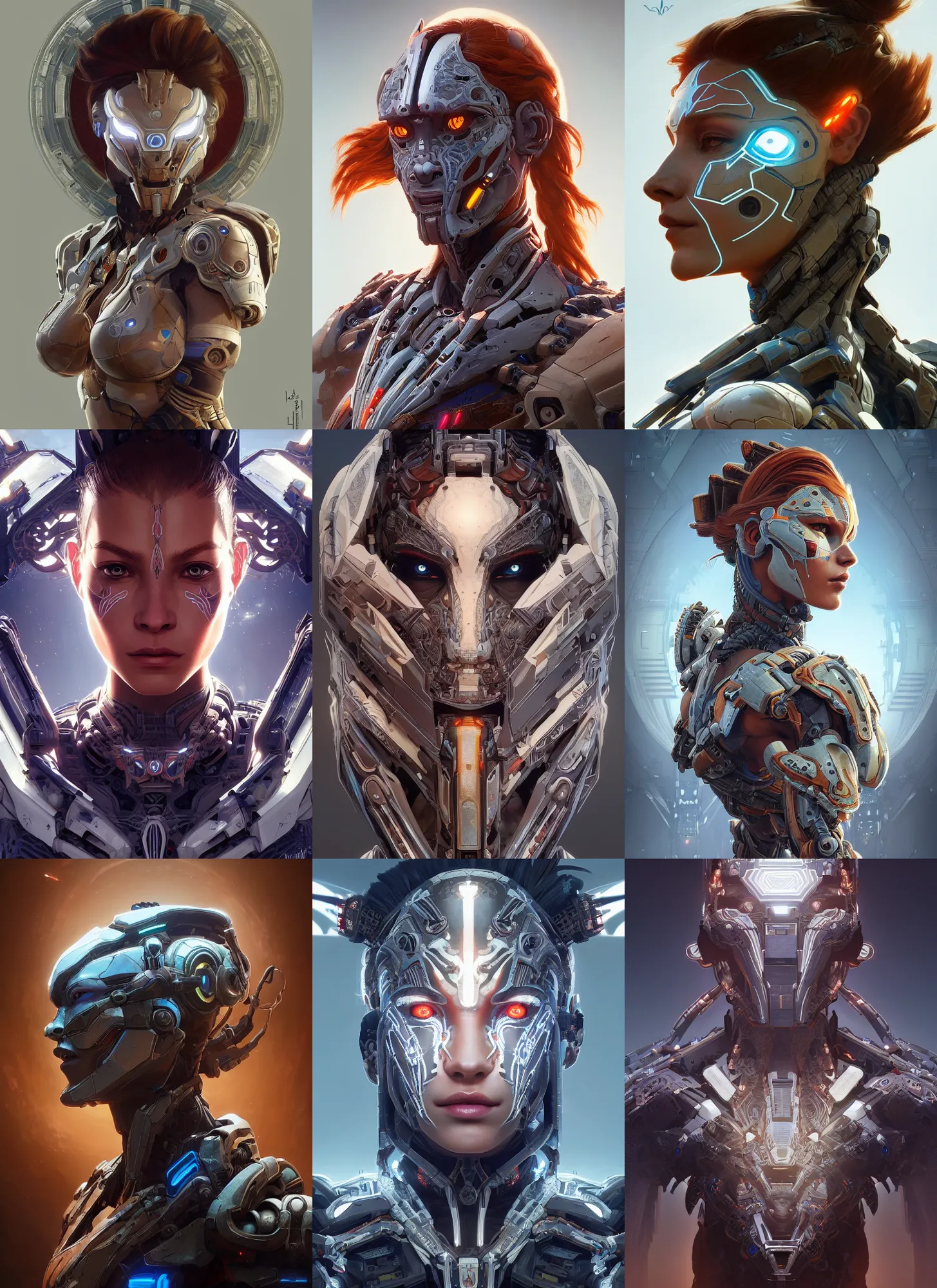 Prompt: symmetry!! portrait of cyborg alien in the style of horizon zero dawn, machine face, intricate, elegant, highly detailed, digital painting, artstation, concept art, smooth, sharp focus, illustration, art by artgerm and greg rutkowski and alphonse mucha, 8 k