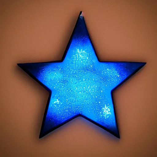 Image similar to dark blue glowing ceramic star shape, photograph