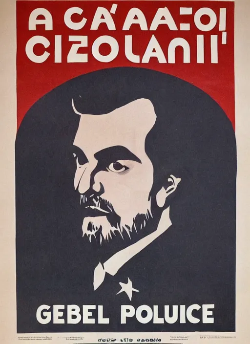 Prompt: a political poster of gabriel boric for president of chile russian communist propaganda from 1 9 4 0