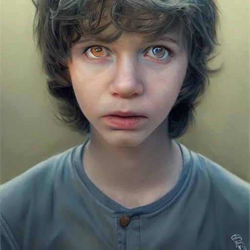 Prompt: Beautiful hyperrealisticdetailed matte portrait painting of Jimmy jr from Bobs Burguer by andreas rocha and john howe and Martin Johnson