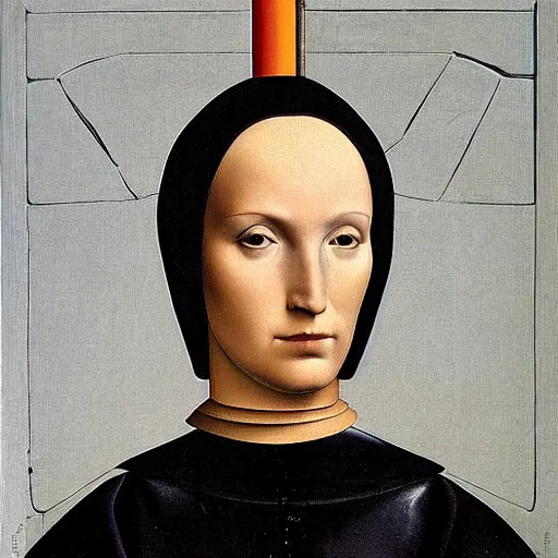 Image similar to a portrait of a female android by antonello da messina