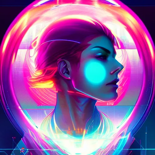 Image similar to a netrunner vortex, vaporwave aesthetic, colorful, psychedelic, digital painting, artstation, concept art, smooth, sharp focus, illustration, art by artgerm and greg rutkowski and alphonse mucha