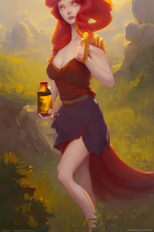 Image similar to fire princess adventure time working in a winery, animation pixar style, by pendleton ward, magali villeneuve, artgerm, jeremy lipkin and michael garmash, rob rey and kentaro miura style, golden ratio, trending on art station