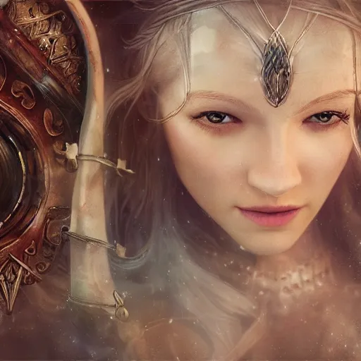 Prompt: stereo photography image of a beautiful Viking princess, full portrait, detail, lighting, by anna dittman