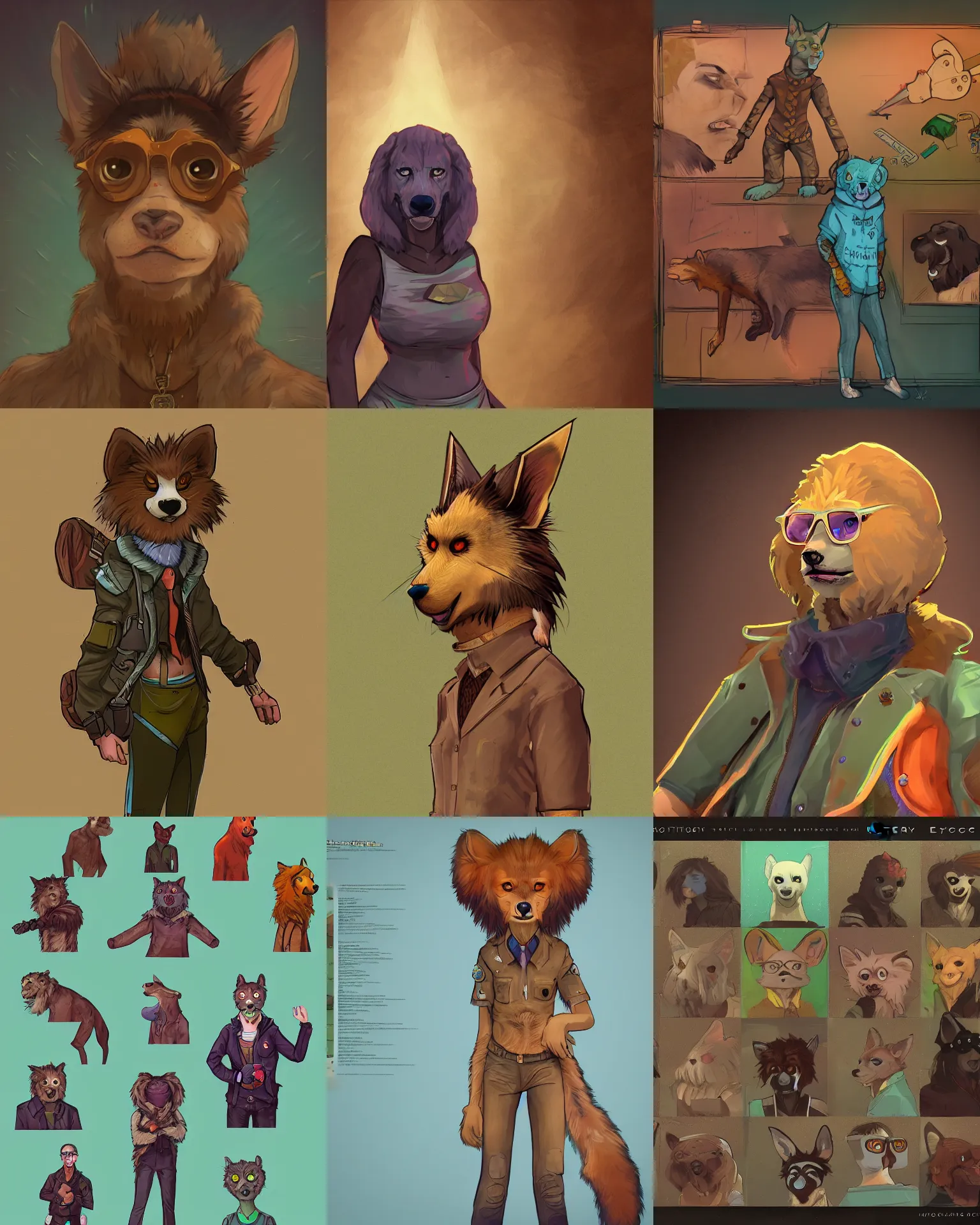 Prompt: portrait of a fursona, in the style of the pc game disco elysium ( by za / um )