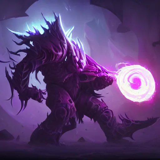 Prompt: arcane style void creature, violet spike smoke, bright art masterpiece artstation. 8k, sharp high quality artwork in style of Jose Daniel Cabrera Pena and Greg Rutkowski, concept art by Tooth Wu, blizzard warcraft artwork, hearthstone card game artwork, violet flower, violet flower, violet flower, portal