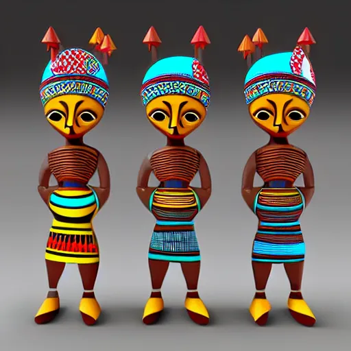 Image similar to african tribal chief vinyl art toy, 3 d render,