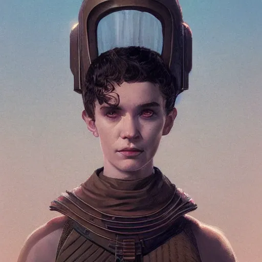 Image similar to Portrait of Grimes in Dune 1984, illustrated by Greg Rutkowski, trending on artstation, artstationHQ, artstationHD, 4k, 8k