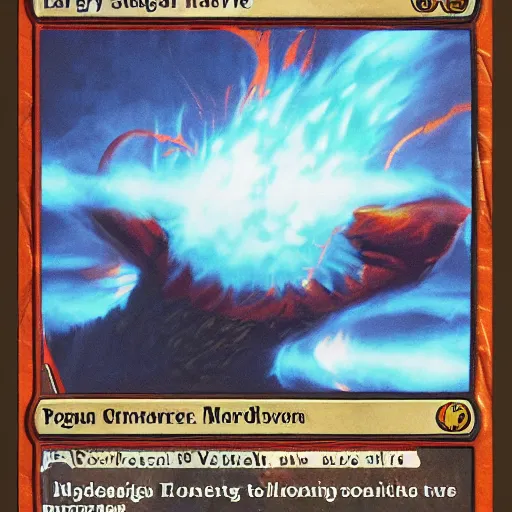 Image similar to very high resolution photo of a magic the gathering card called lava strike.