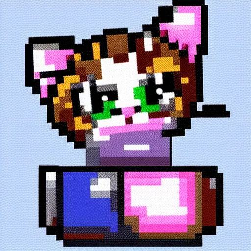Prompt: kitten sprite, playing with yarn, pixel art