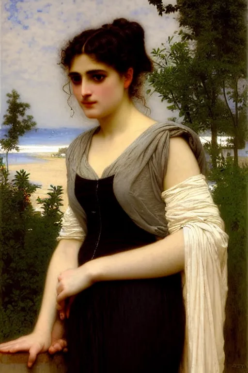 Prompt: lady in thought by auguste toulmouche and bouguereau,