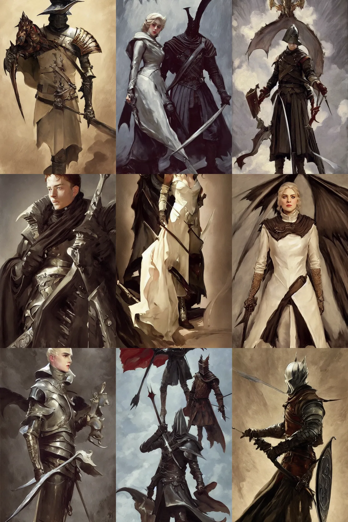 Prompt: painting by sargent and leyendecker. game of thrones. bloodborne and dark souls style.