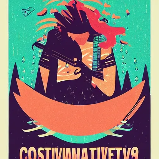 Image similar to “ illustrated poster advertising a music festival where it constantly rains and nobody has fun ”
