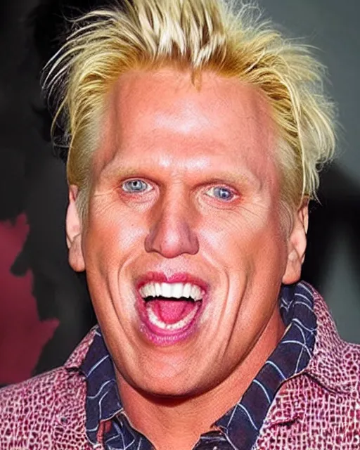 Image similar to gary busey merged with a strawberry