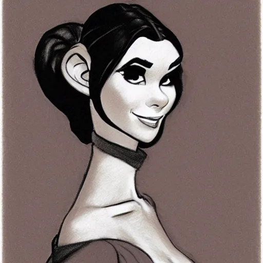 Image similar to milt kahl pencil sketch of victoria justice as princess leia