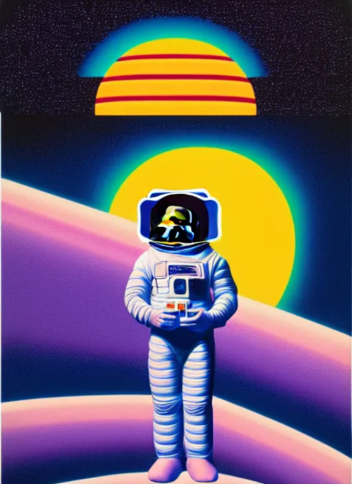 Image similar to astronaut by shusei nagaoka, kaws, david rudnick, airbrush on canvas, pastell colours, cell shaded, 8 k