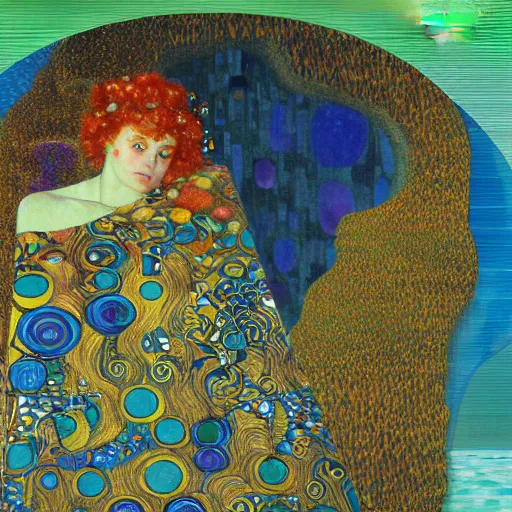 Prompt: vivid wavy martian town crystal ray pavilion corolla viola , by Gustav Klimt and Richard Dadd and Titian , pixel perfect , surrealist , vaporwave