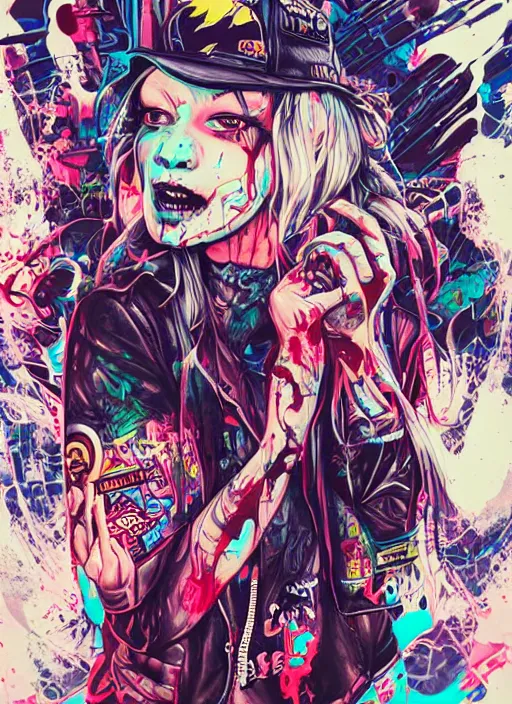 Image similar to zombie girl hiphop streetwear drip, tristan eaton, victo ngai, artgerm, rhads, ross draws