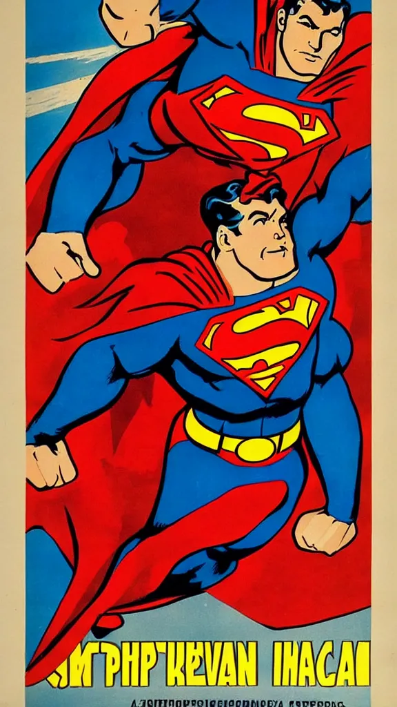 Image similar to superman soviet union propaganda poster 1 9 4 0