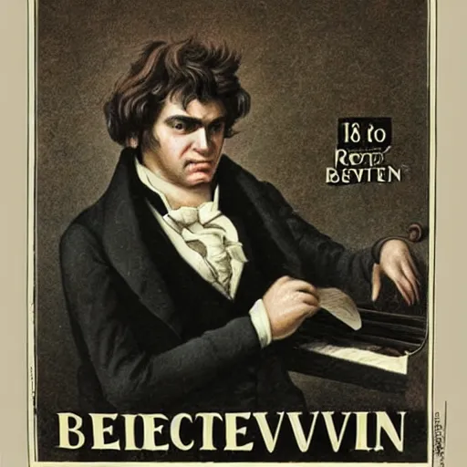 Image similar to an 1 8 0 0 s poster advertising beethoven as a rabbit