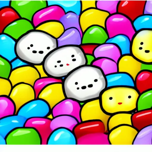 Image similar to happy marshmallow jelly beans cartoon art