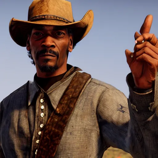 Image similar to Snoop Dog as a cowboy in Red Dead Redemption 2