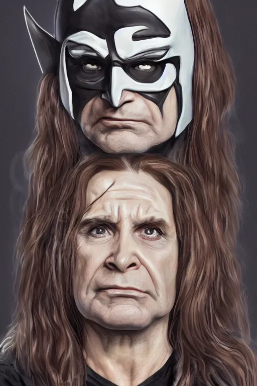 Image similar to portrait of Ozzy Osbourne as batman, highly detailed, artstation, concept art, sharp focus, illustration, art by Carel Fabritius