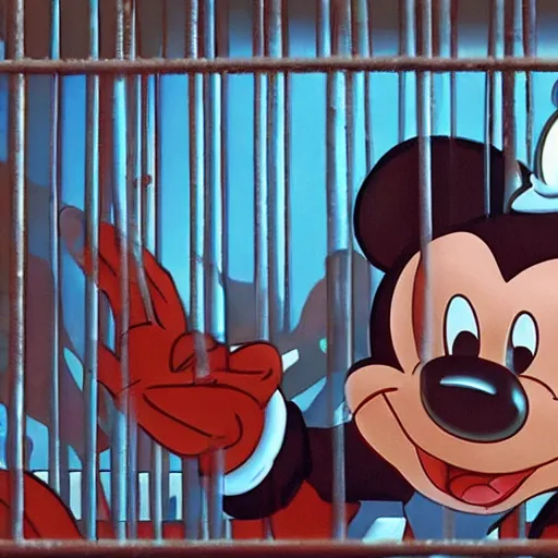 Prompt: Mickey in jail, by Disney
