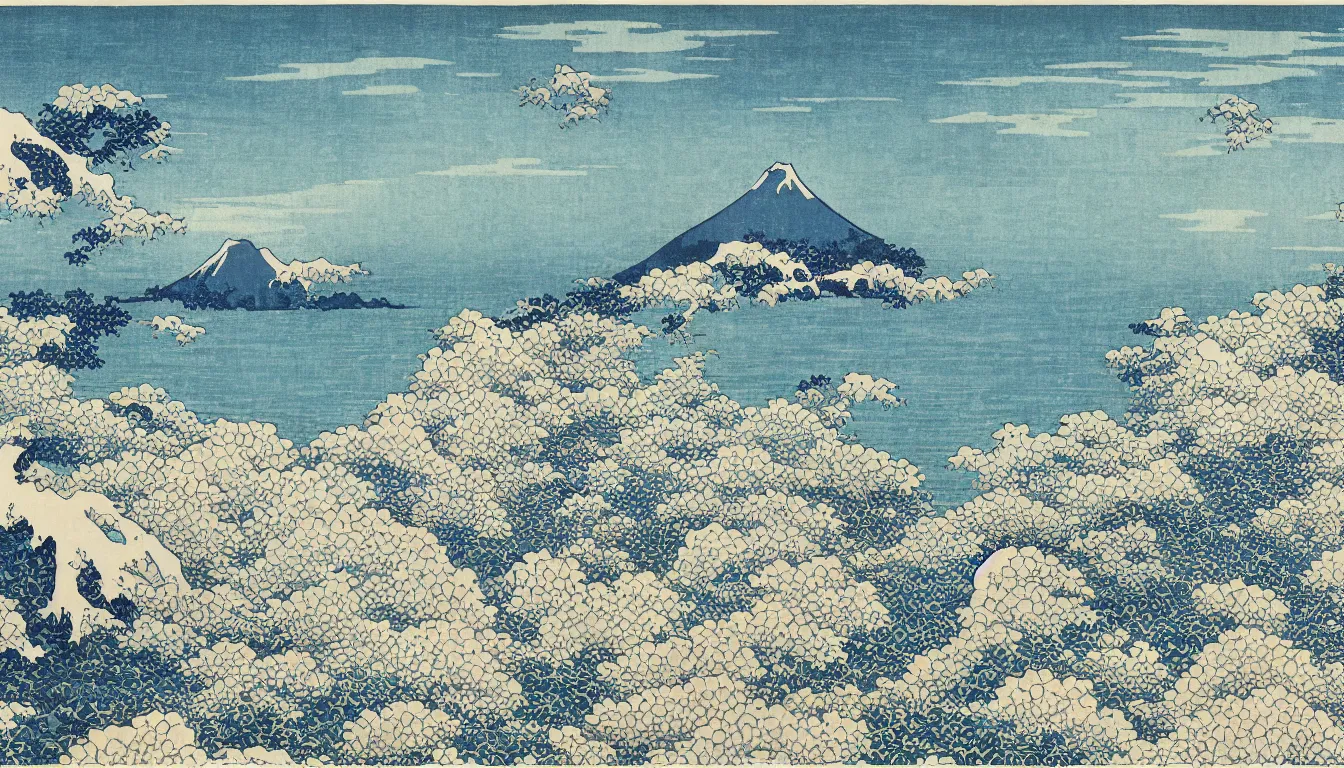 Prompt: oregon beach by hokusai