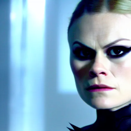 Image similar to anna paquin as a super villain, 4 k, cinematic, action scene