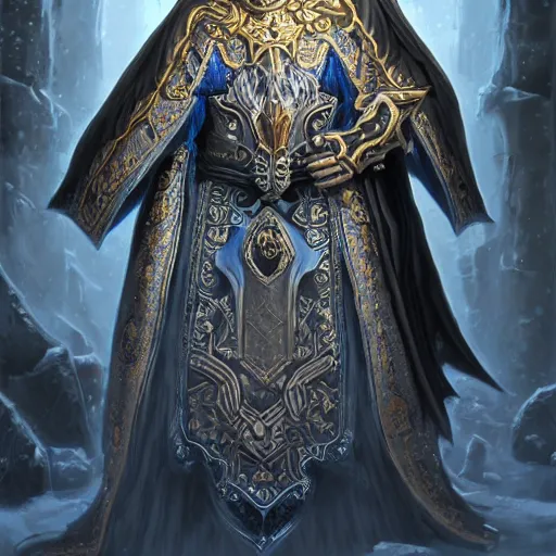 Prompt: professionally-painted ultradetailed ornate RPG award winning masterpiece illustration of beautiful symmetrical Lich King, fully clothed with black robe with silver ornates, digital airbrush painting, 3d rim light, hyperrealistic, artstation, cgsociety, kodakchrome, golden ratio
