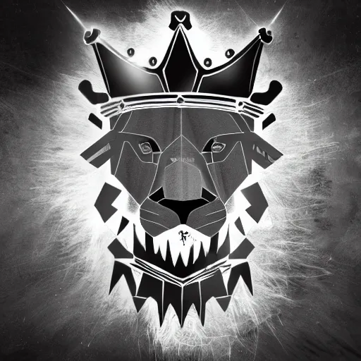 Image similar to lion with crown, cyberpunk