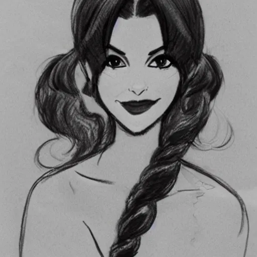 Image similar to milt kahl sketch of victoria justice with tendrils hair style as princess padme from star wars episode 3