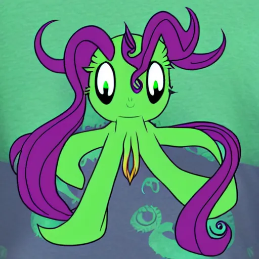 Prompt: cthulhu meets my little pony